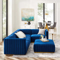 Gold Navy Velvet 5-Piece Sectional O1270