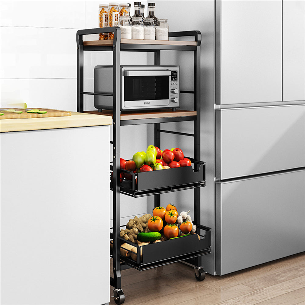 5 Tier Rolling Utility Trolley Cart with Sliding Drawers K693316