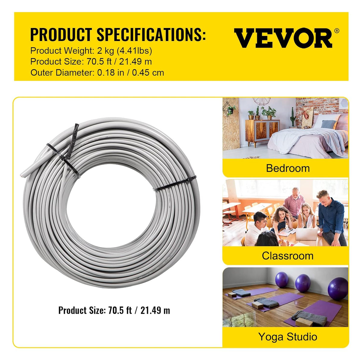 Floor Heating Cable 21.3 Square Feet with Temperature Control Panel H611