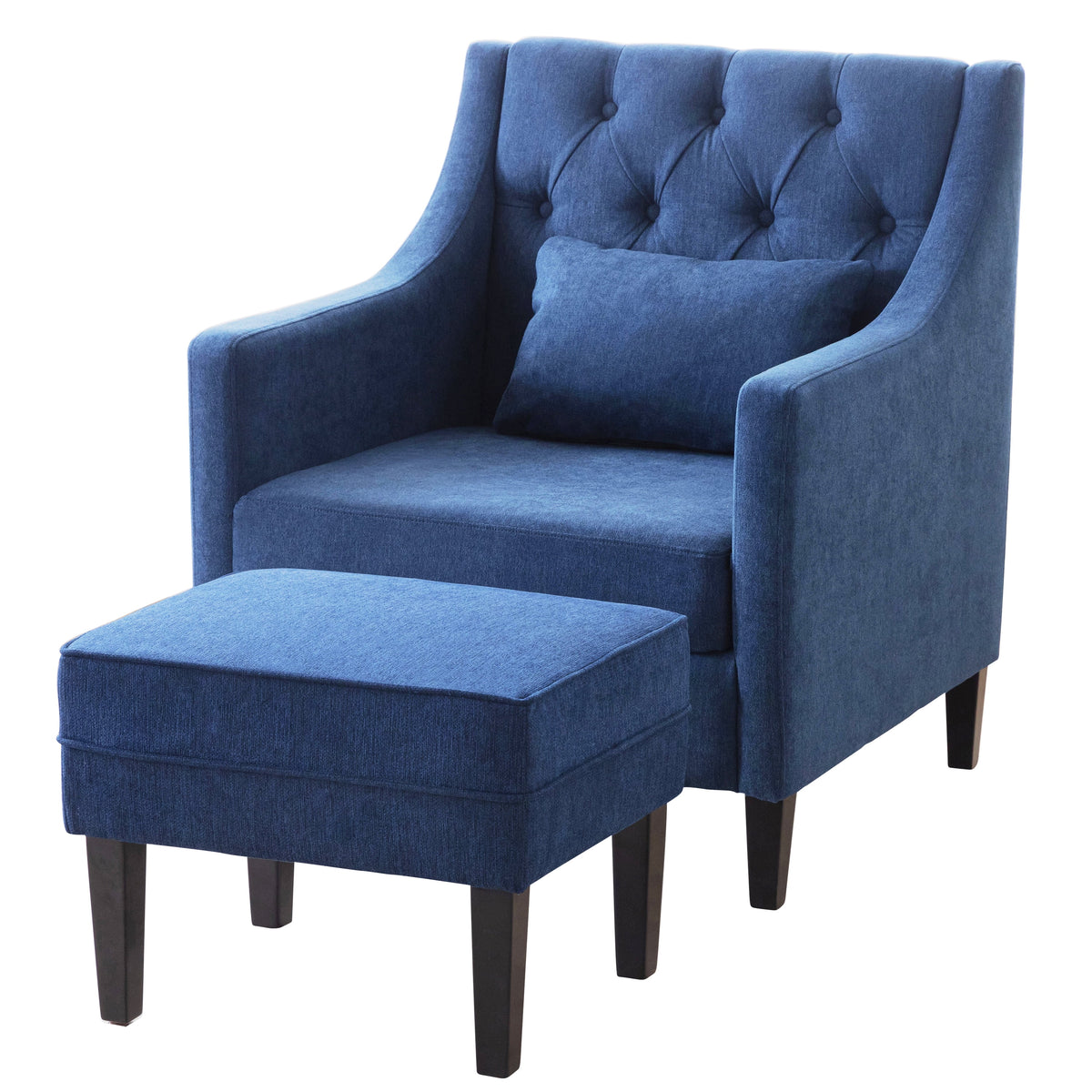 Blue Upholstered Accent Chair with Ottoman R119