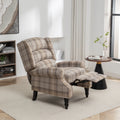 Plaid Upholstered Wingback Recliner Chair with Adjustable Footrest W650