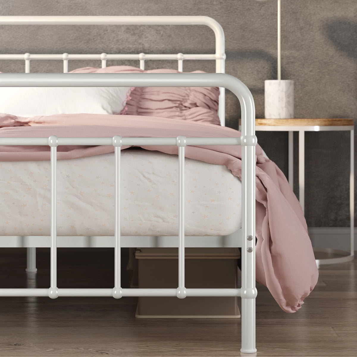 White Full Metal Platform Bed Frame S70958