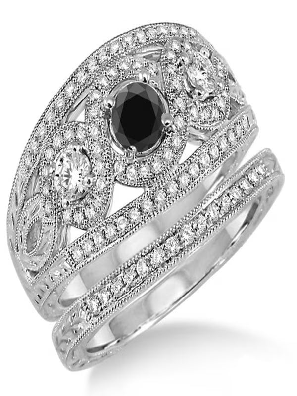 Black Diamond Trilogy Ring on 10k White Gold G600645