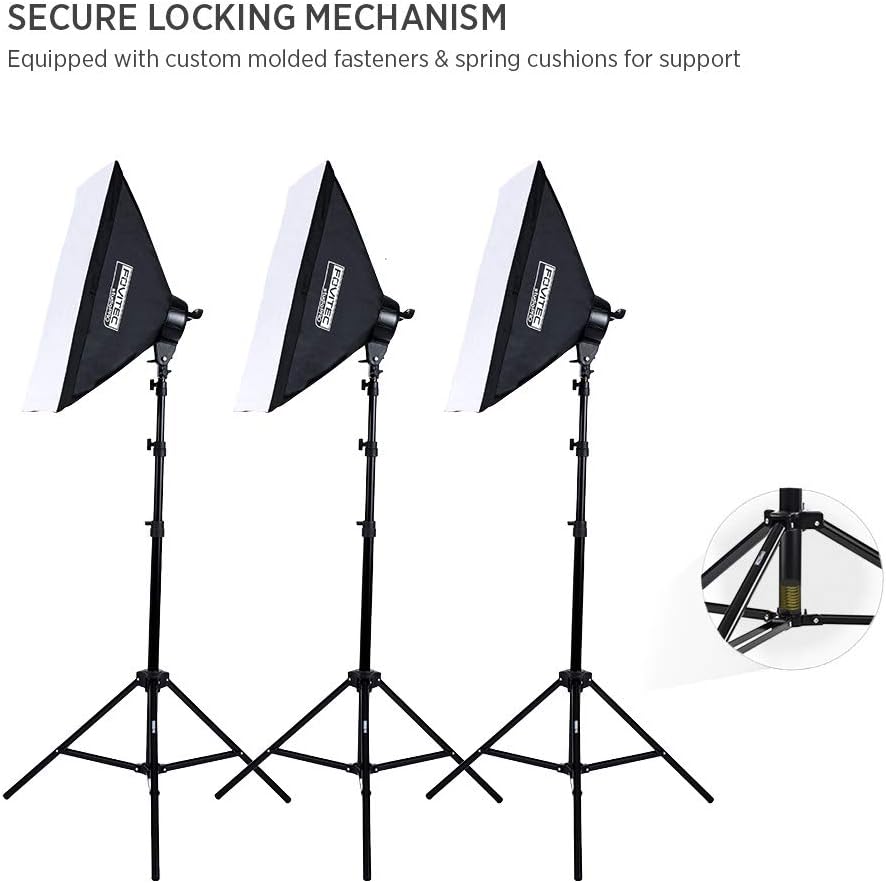 10'x12' Studio Lighting Kit with 3 Softbox Lights and Carrying Case I382654
