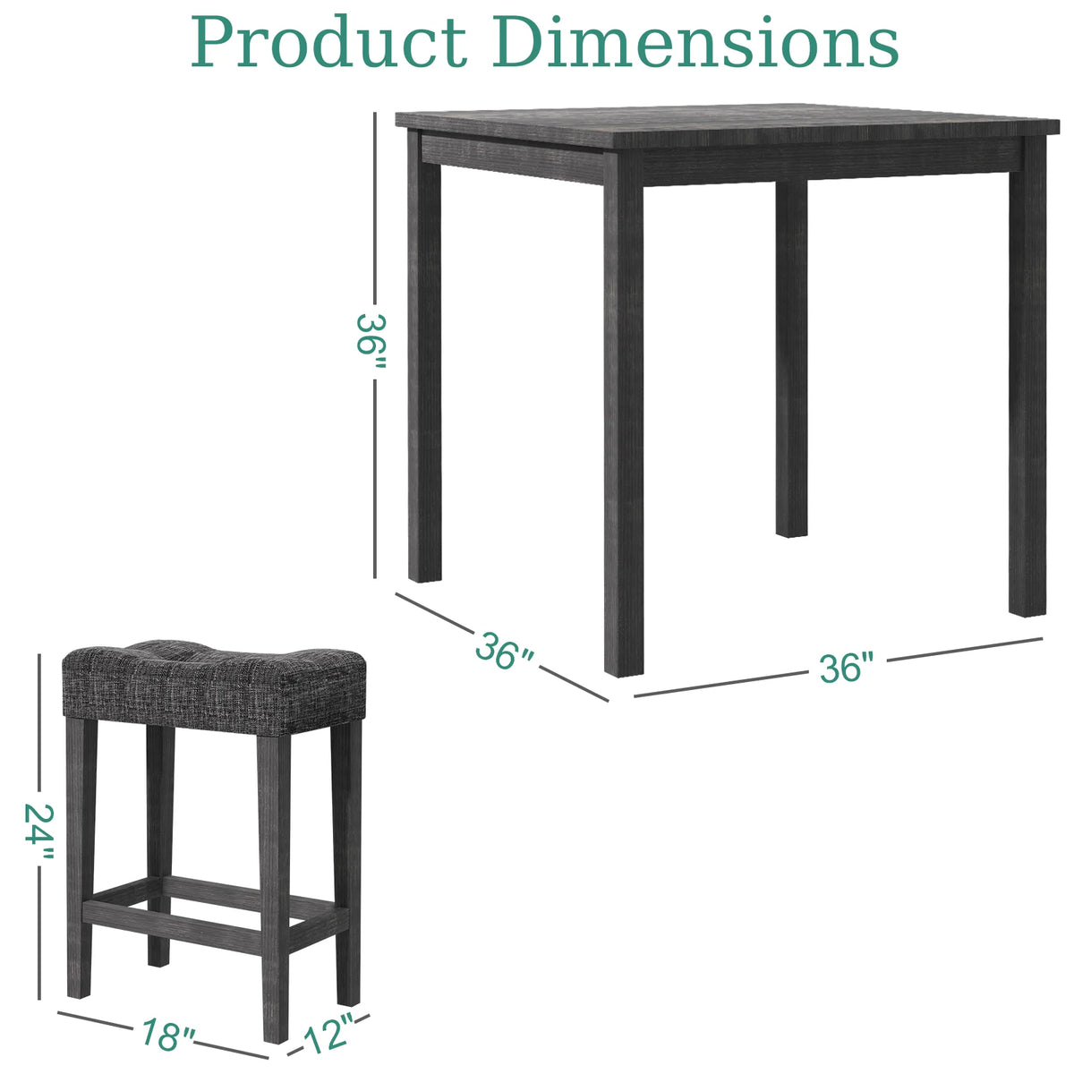 Counter Height Dining Table Set of 5 Gray O984049