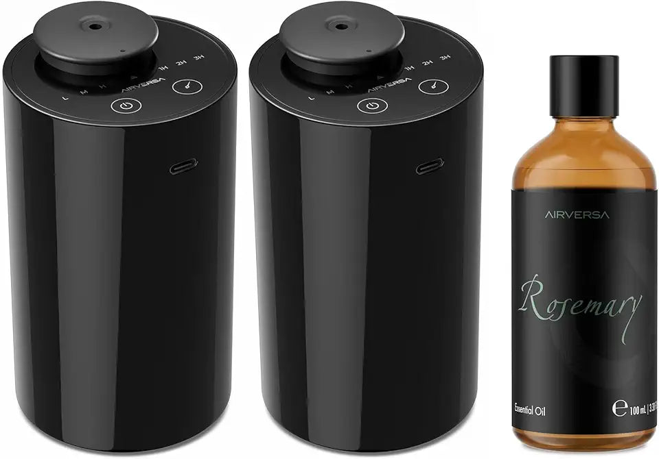 Black Waterless Diffuser 2PCS + 100mL Rosemary Oil D340184