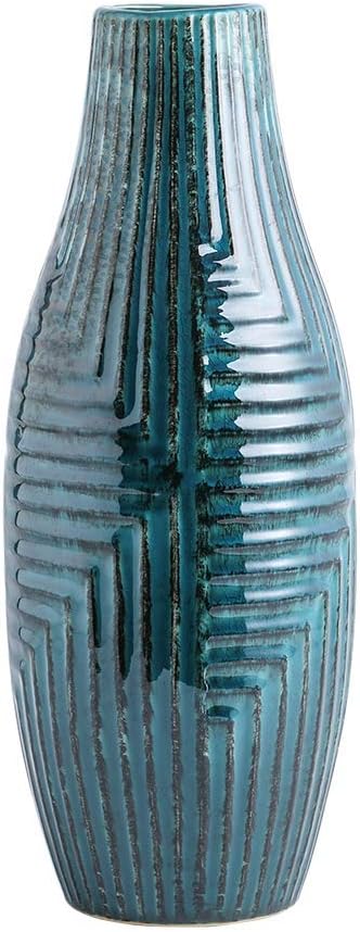 Teal Ceramic Vase Medium 13.8" H U101