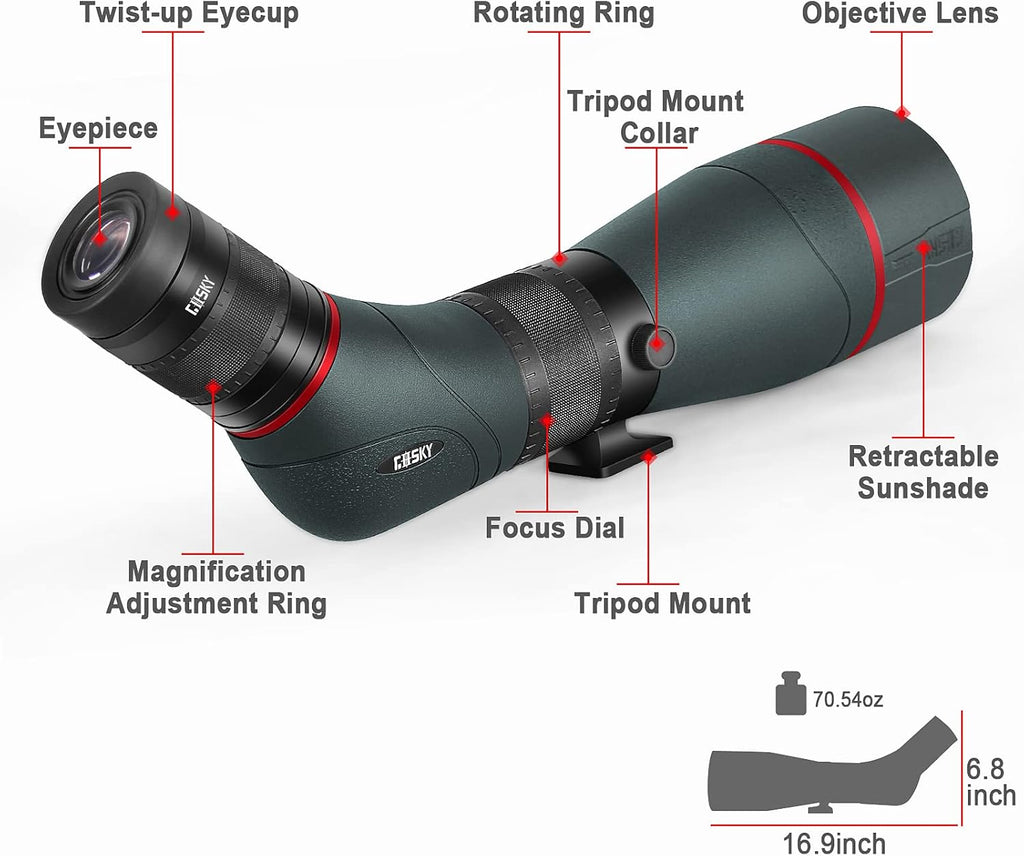 20-60x85mm ED Spotting Scope with Smartphone Adapter A8292
