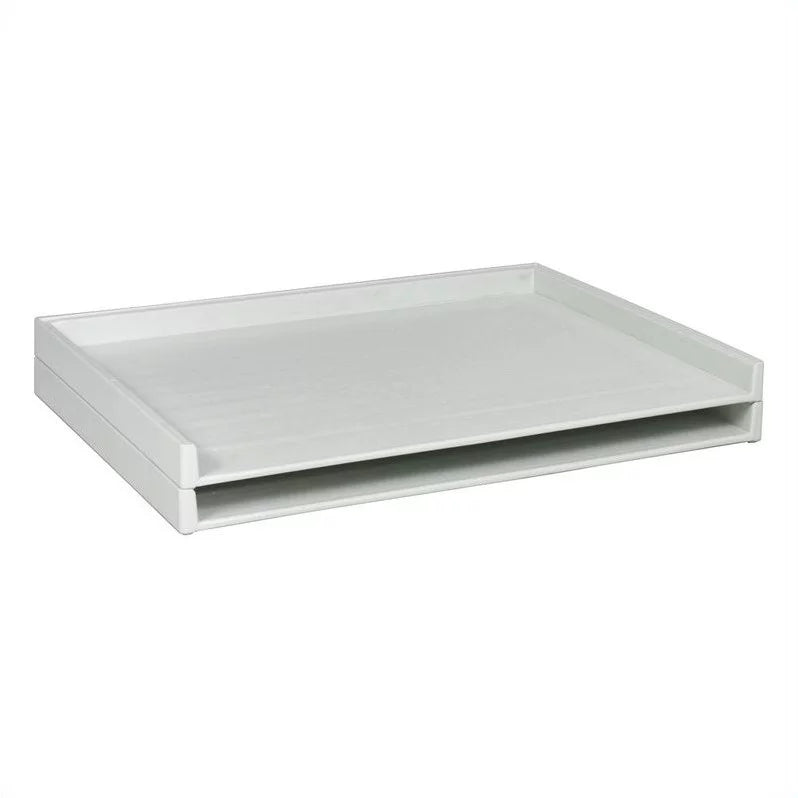 White Plastic Stack File Tray Set of 2 Q21921