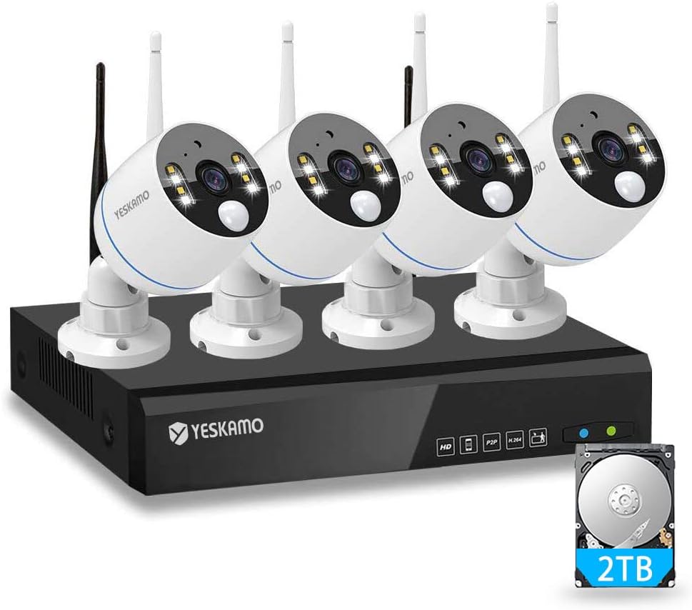 Wireless Security Camera System, 3MP, 2 Way Audio, 8CH, Color Night Vision, 2TB Hard Drive Q812726