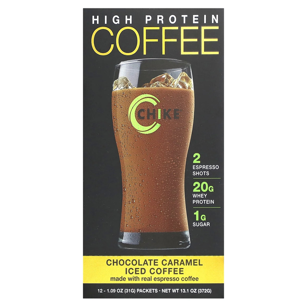 High Protein Iced Coffee Chocolate Caramel 12 Packets B882