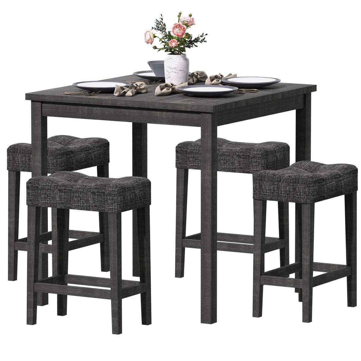 Counter Height Dining Table Set of 5 Gray O984049