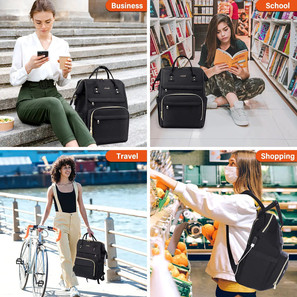 17" Waterproof Laptop Backpack with USB-Black O97326