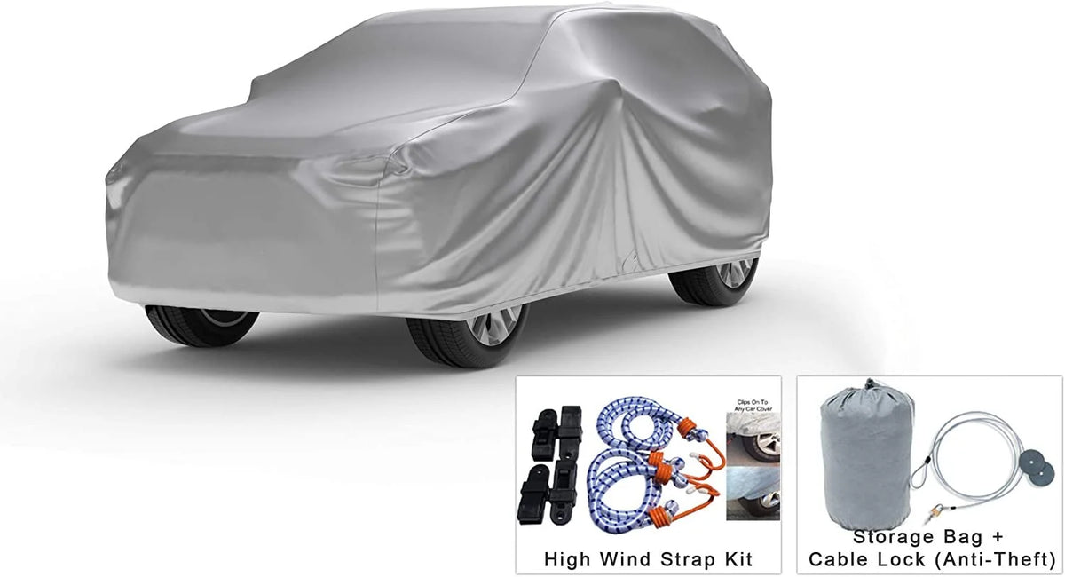SUV Cover with Fleece Lining, Anti-Theft Cable Lock, Storage Bag & Wind Straps Q443028