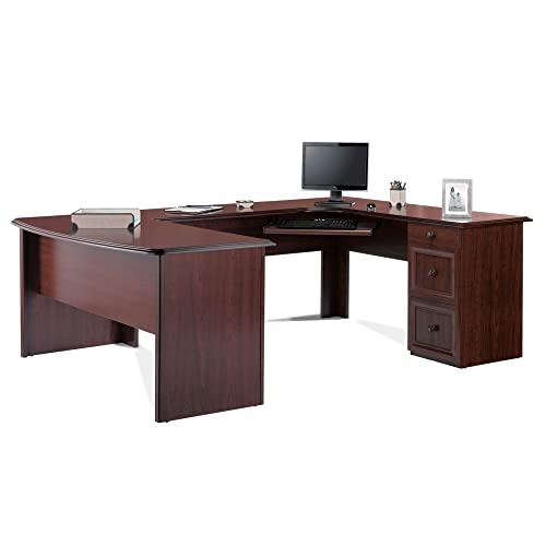 65"W U-Shaped Executive Corner Desk, Cherry F3689