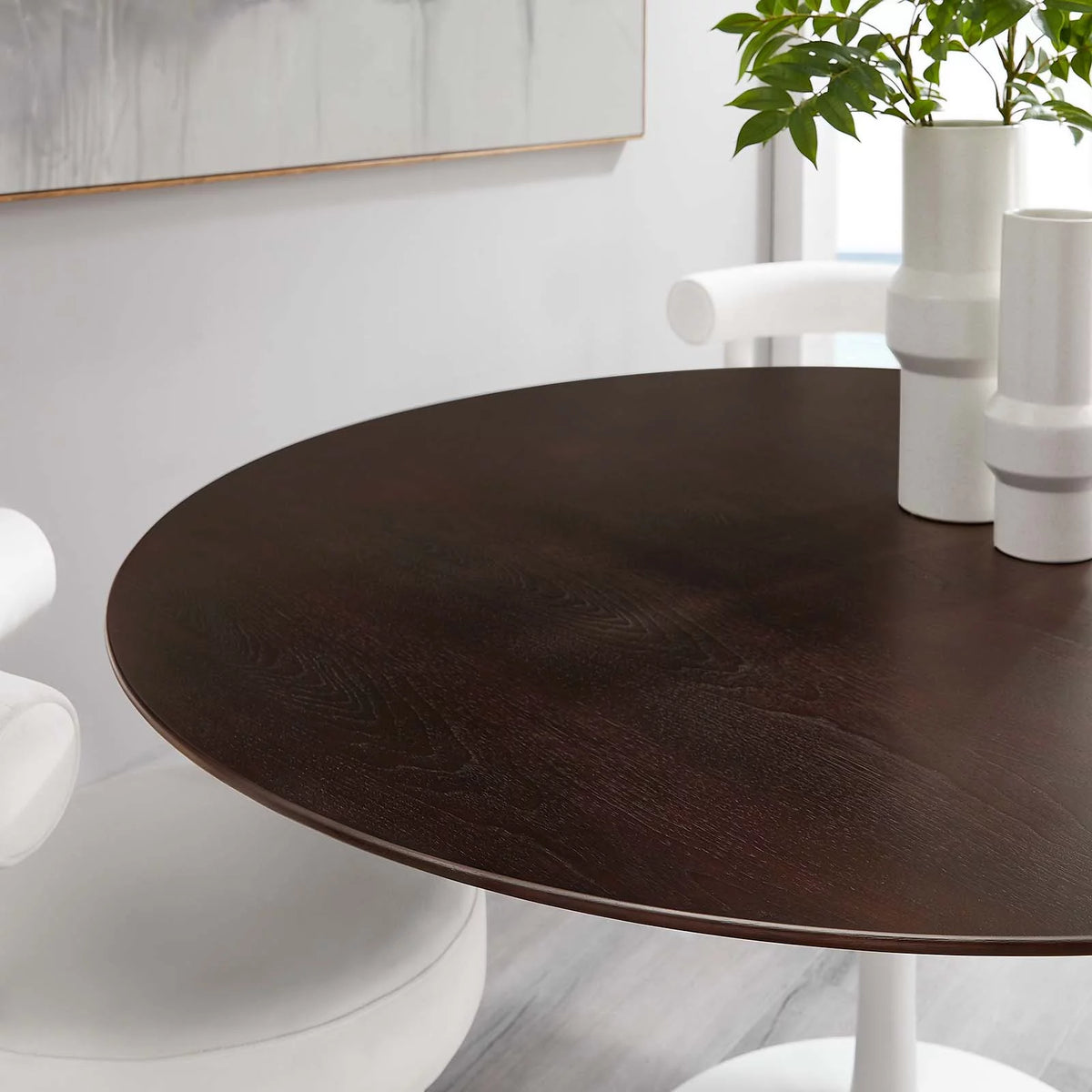 60" Round Wood Metal Dining Table Q401068