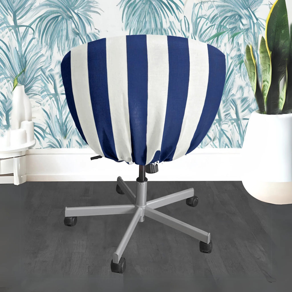 Navy Blue Stripe Chair Slip Cover L348