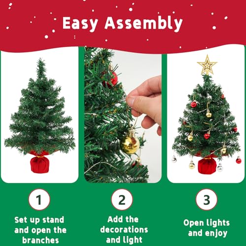 Mini Tabletop Christmas Tree with 30 LED String Lights 2ft W562807