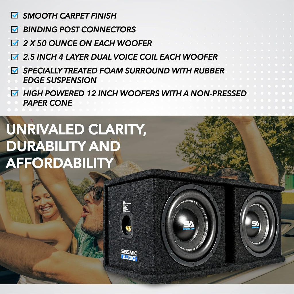 Dual 12 Inch 2400 Watt Car Audio Subwoofer Box Enclosure N665