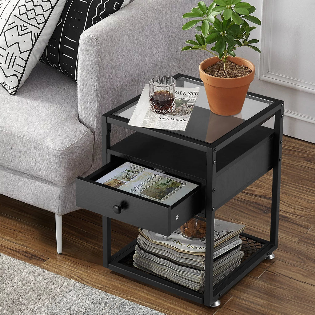 Black 3 Piece Coffee Table and End Table Set O747819