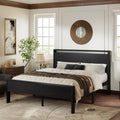 Walnut King Size Platform Bed Frame with Wood Headboard E926220