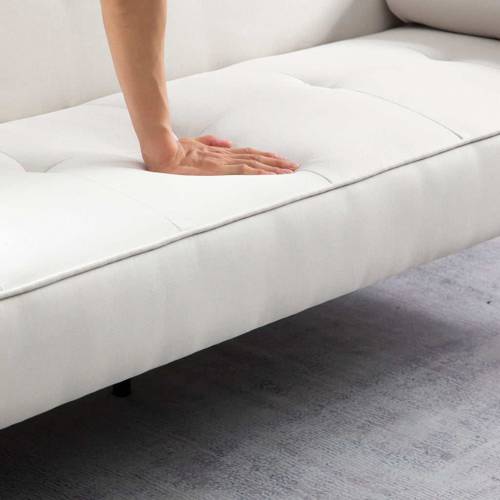 Linen Futon Sofa Bed with Solid Wood Legs S9652