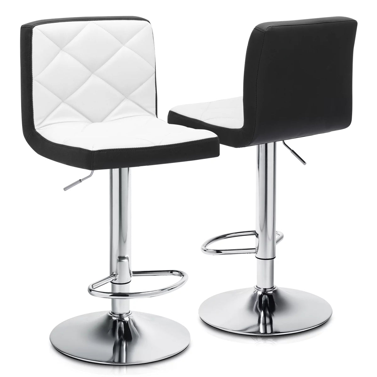Set of 2 Faux Leather Adjustable Swivel Barstools G13321