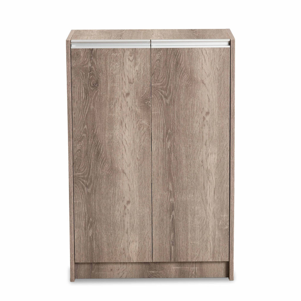 Weathered Oak Finished Wood 2-Door Shoe Cabinet Z229557