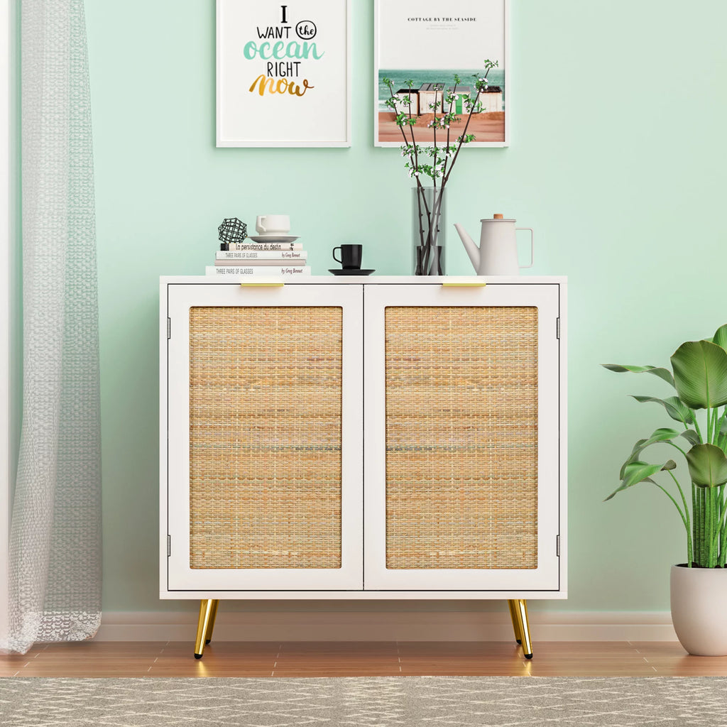 Black 2 Rattan Door Accent Cabinet M89681
