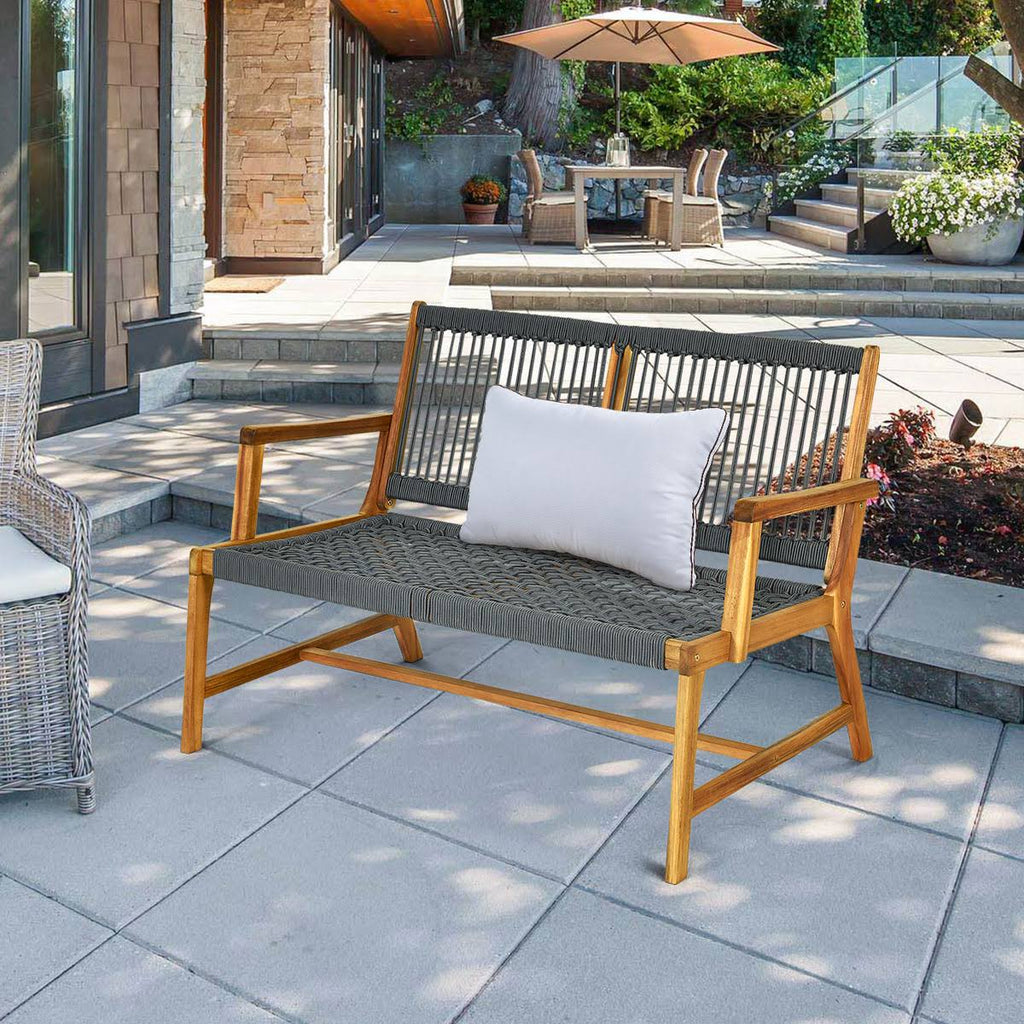 Grey Acacia Wood 2-Person Bench I7790