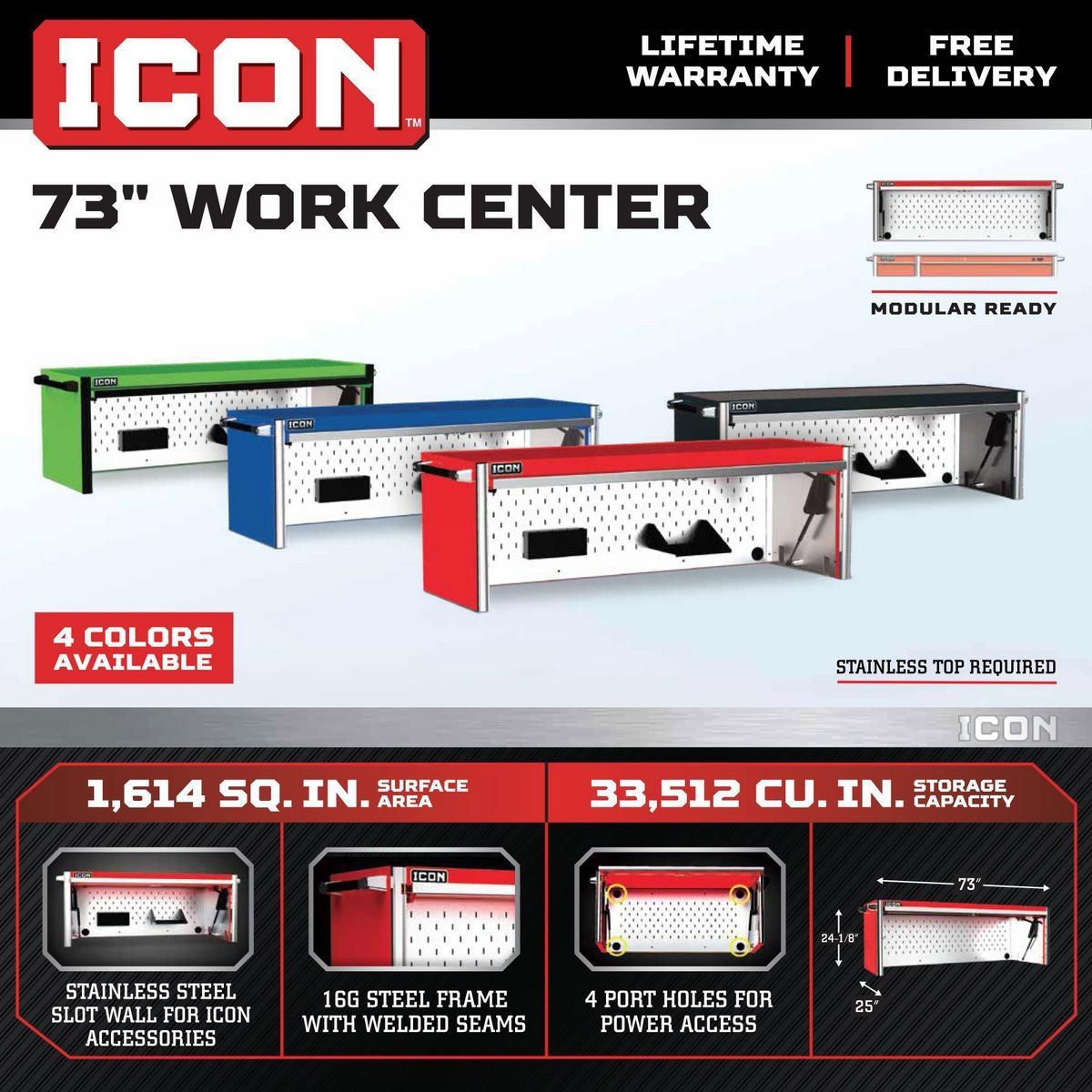 73 in. Work Center Hutch B9455