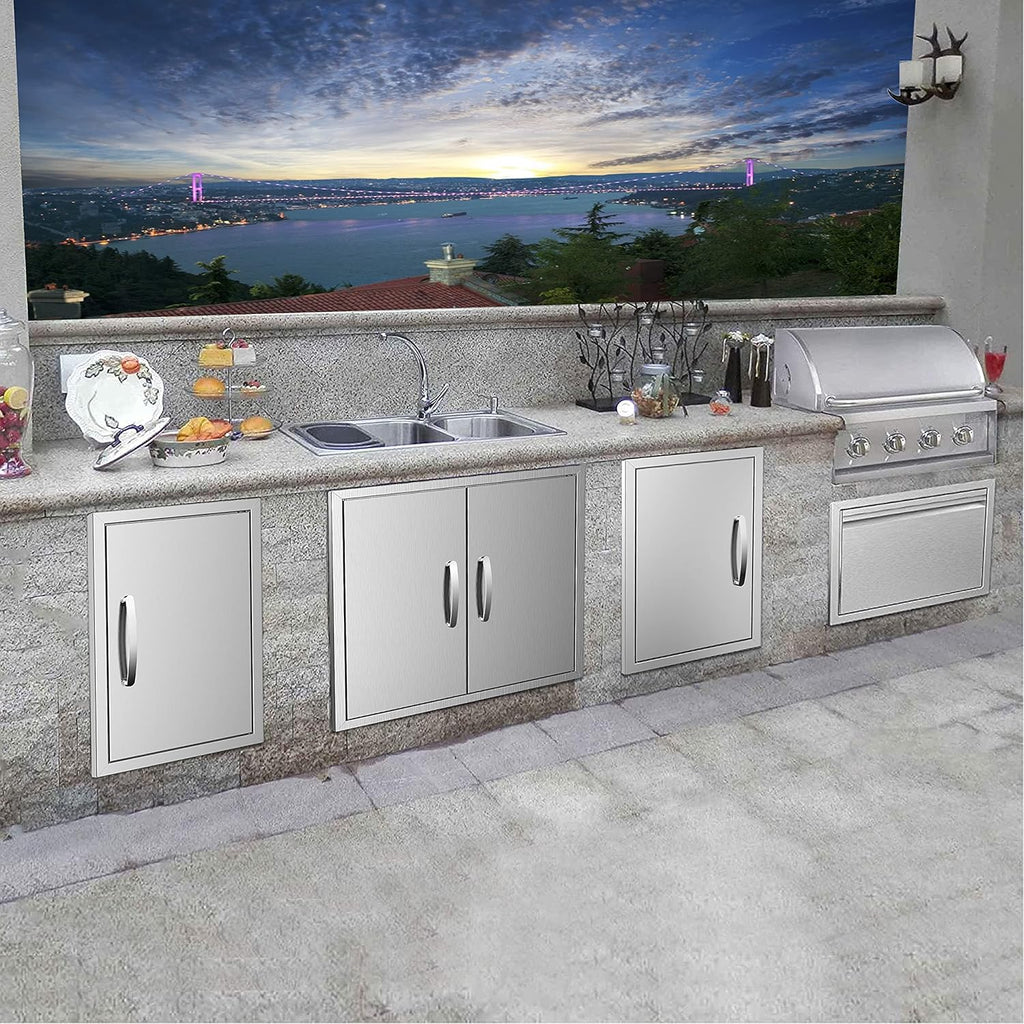 Stainless Steel 24''W x 24''H Outdoor Kitchen Doors V14852