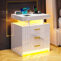 Black Nightstand with Charging Station and Storage Drawers Z73542
