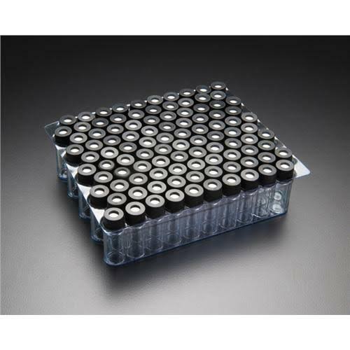 9mm Amber Glass Vial with Black Cap and Septa, Case of 100 Q112