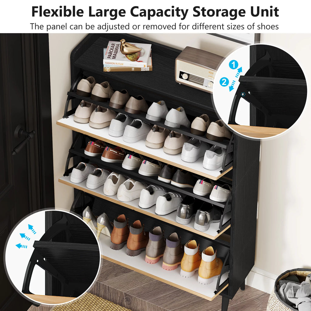 Narrow 3 Flip-Drawers Shoe Storage Cabinet D97214