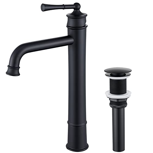 Polished Chrome Tall Single Handle Vessel Sink Faucet with Pop Up Drain D8894