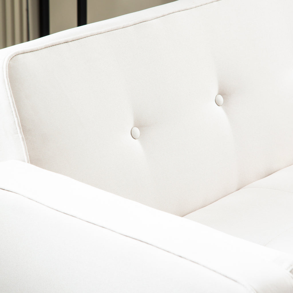 Linen Futon Sofa Bed with Solid Wood Legs S9652