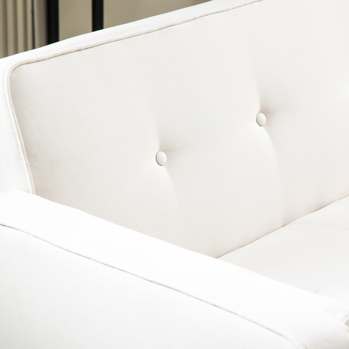 Linen Futon Sofa Bed with Solid Wood Legs S9652
