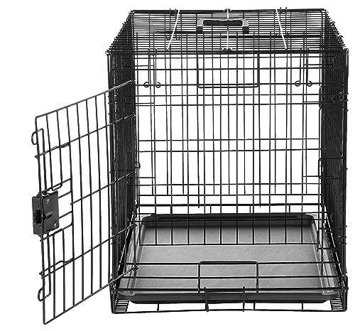 Foldable Metal Wire Dog Crate with Tray, 48 x 30 x 32.5 in, Black Y6052