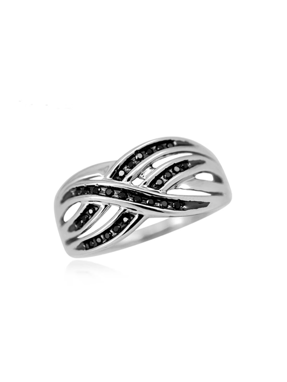 0.925 Sterling Silver 0.10 Carat Black Diamond Ring Y39323