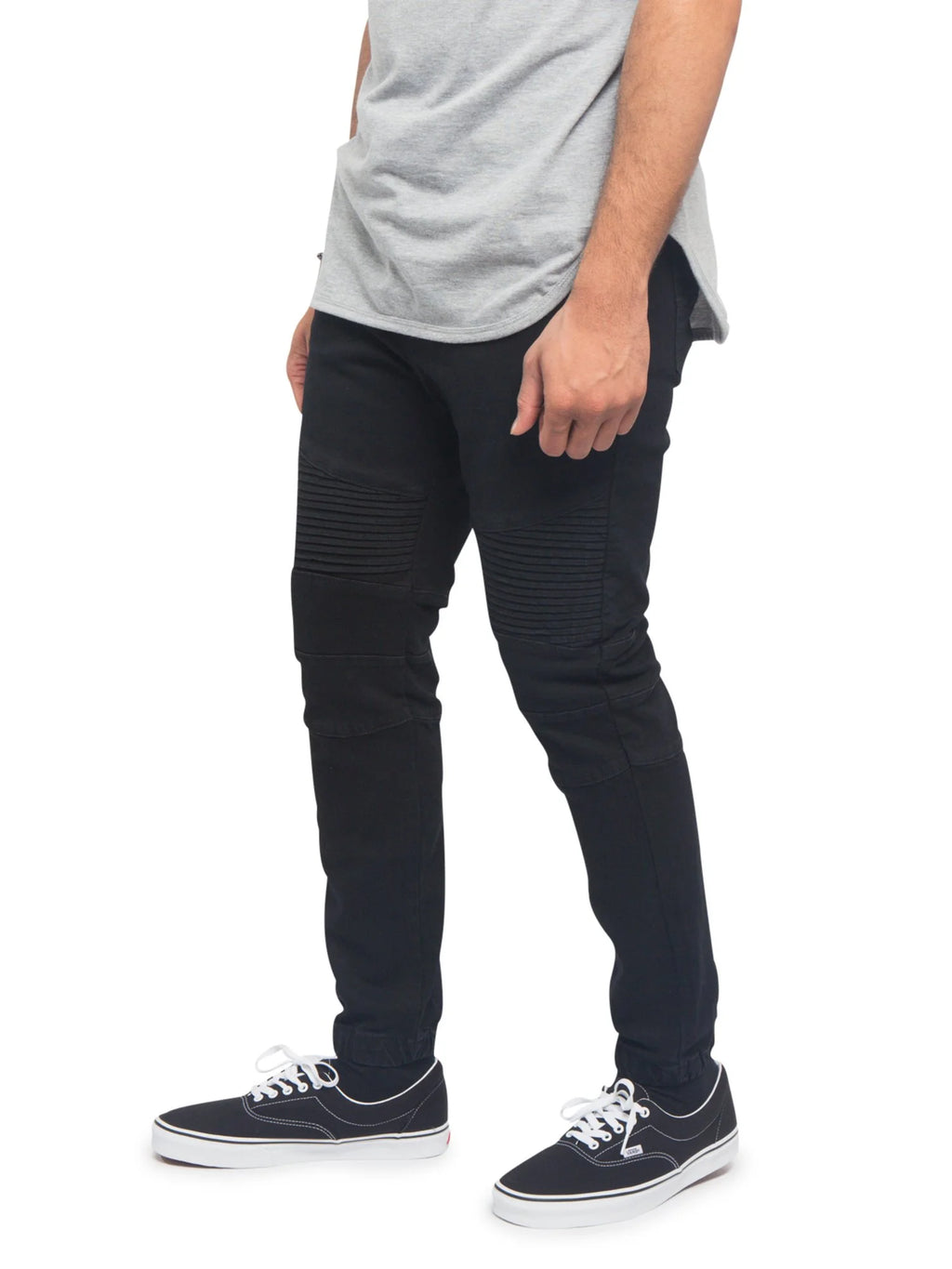 Slim Fit Biker Denim Jogger Jeans Black 4XL Y330374