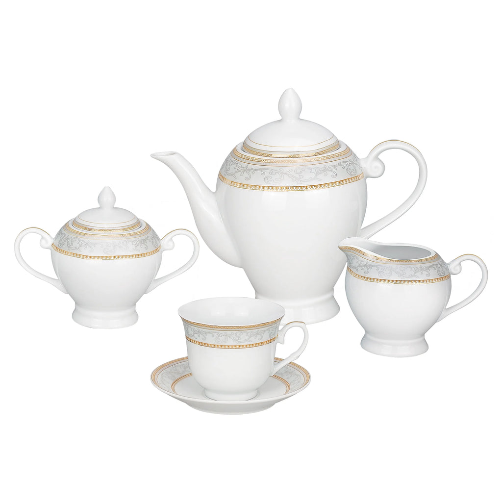 57-piece Porcelain Dinnerware Set with Gold Accent A731415