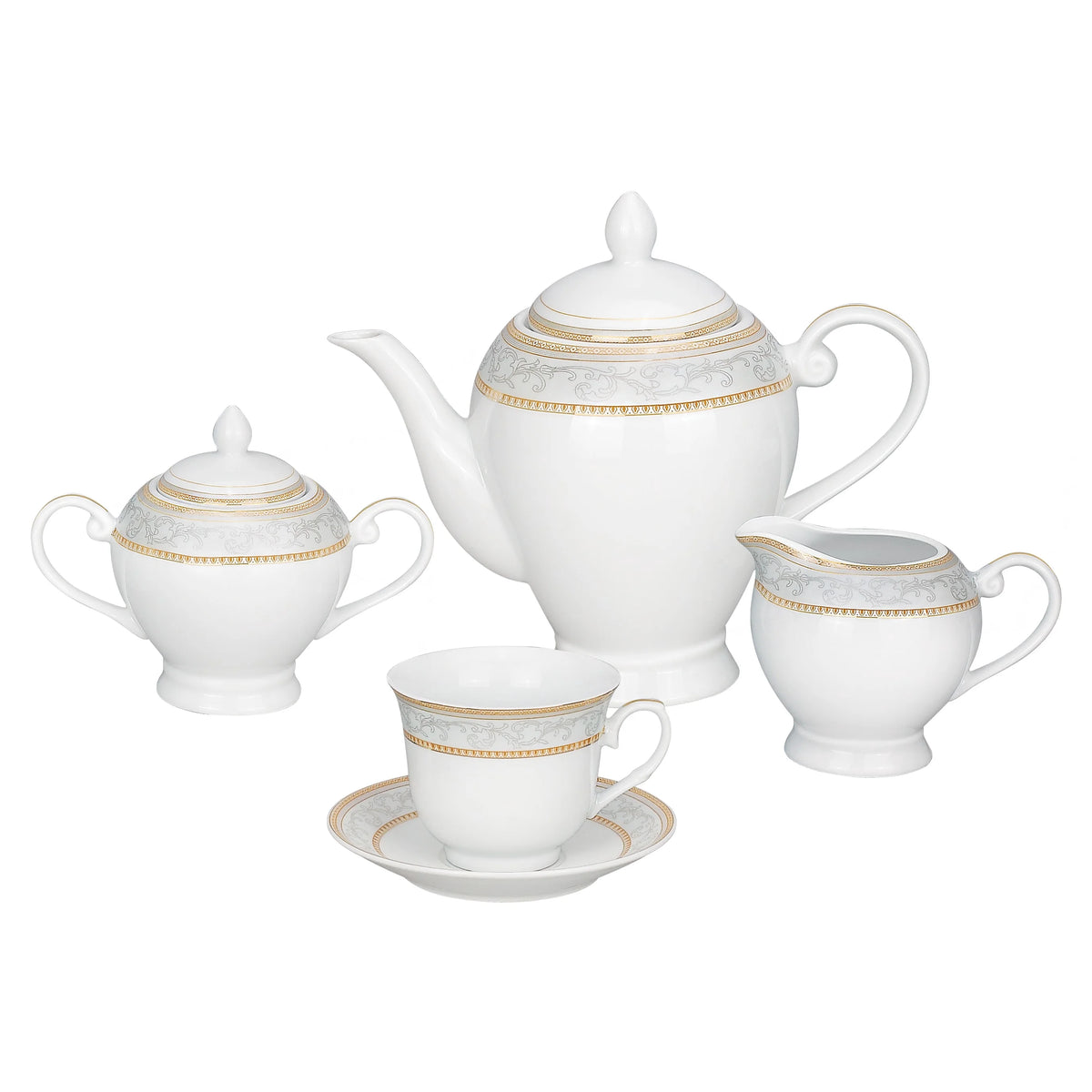 57-piece Porcelain Dinnerware Set with Gold Accent A731415