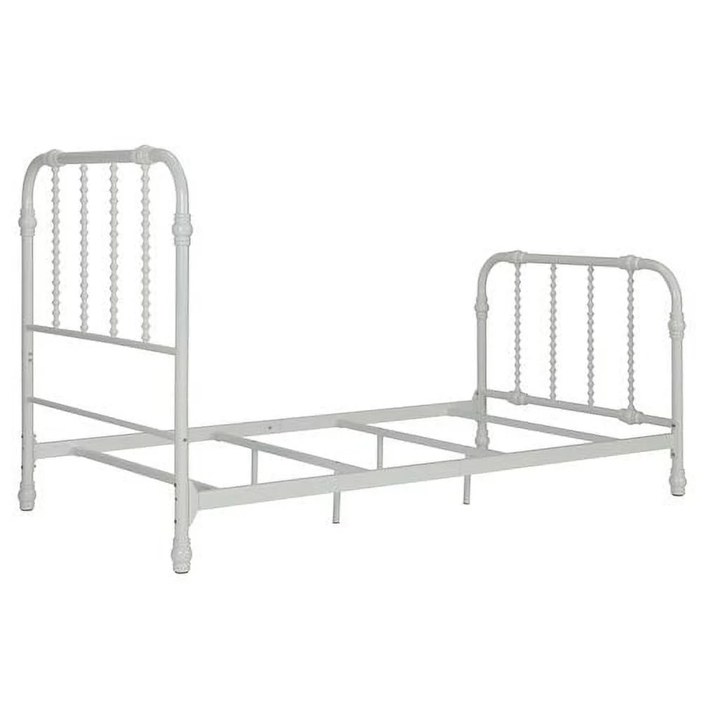 White Twin Metal Bed Frame with Headboard E34027