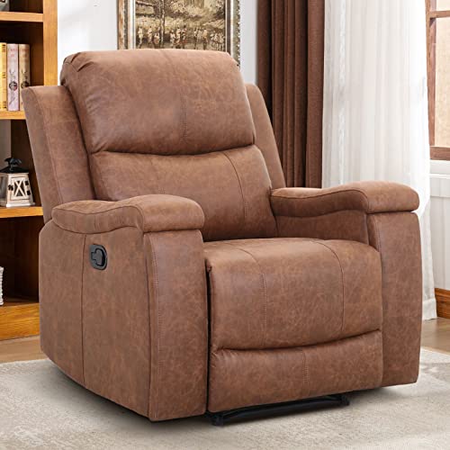 Red Brown Leather Manual Recliner Chair P554
