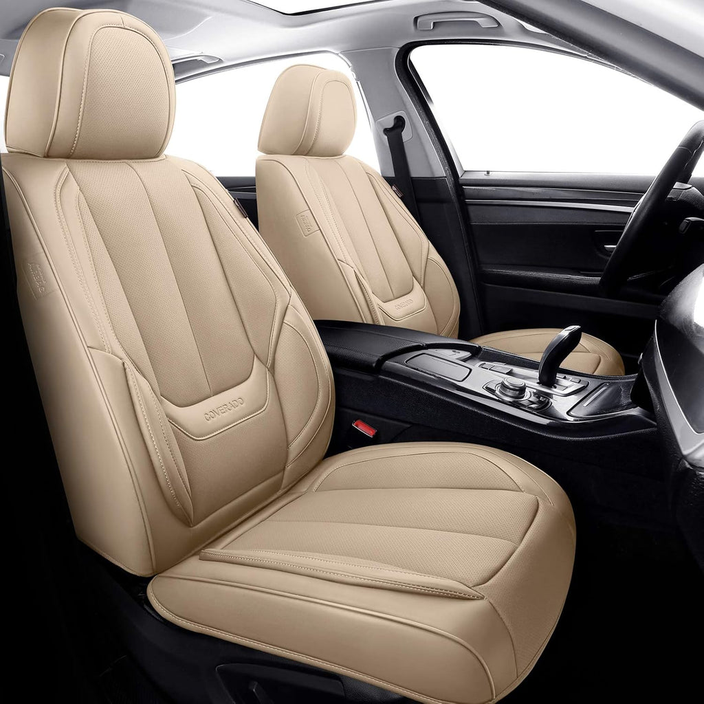 Black Waterproof Nappa Leather Front Seat Covers 2 Pieces R343
