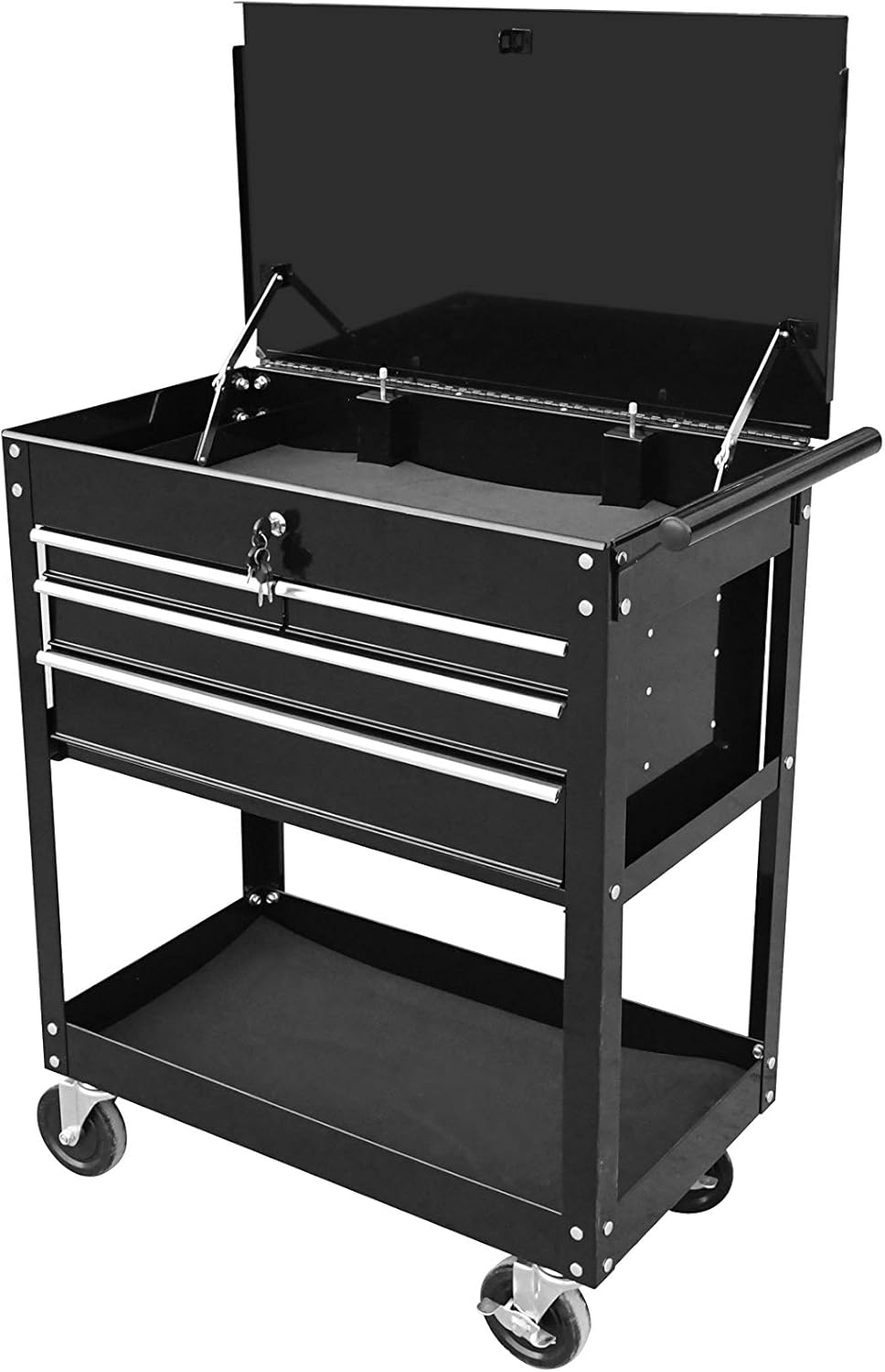 Black Rolling Tool Cart with Drawer N9807