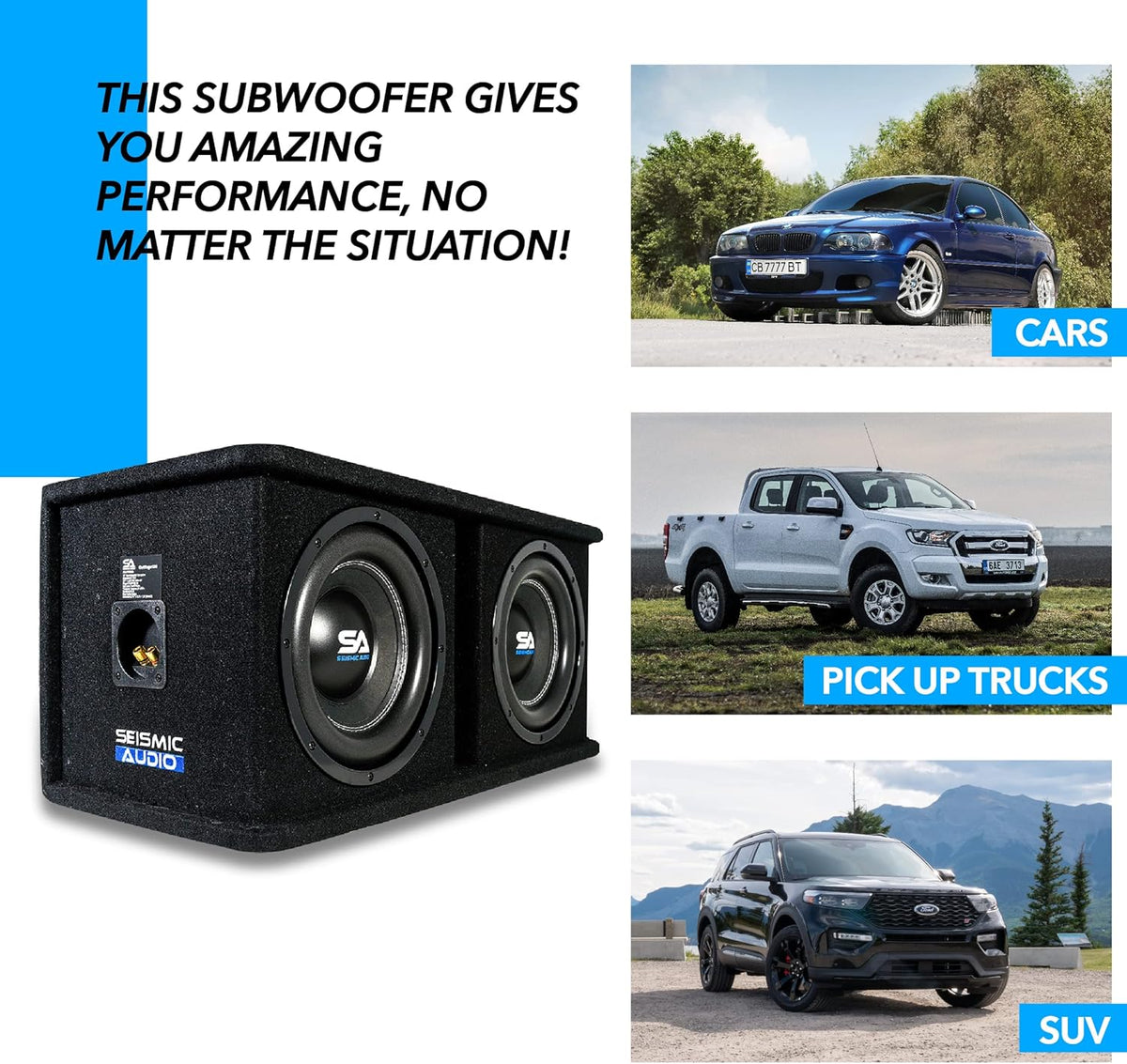 Dual 12 Inch 2400 Watt Car Audio Subwoofer Box Enclosure N665