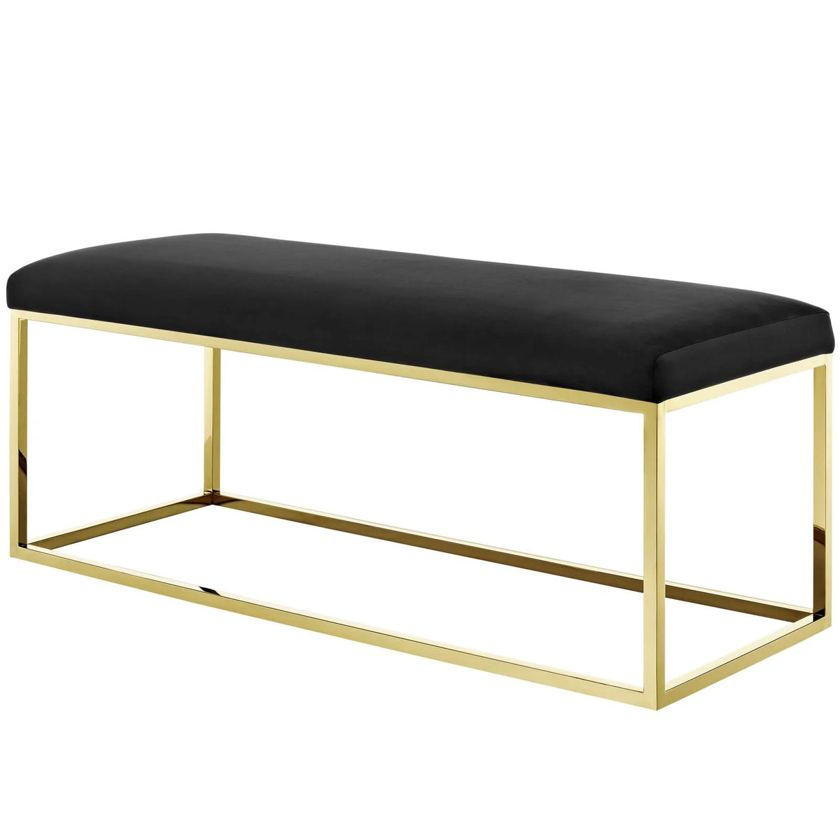 Gold Black Velvet Accent Chair Bench F5274