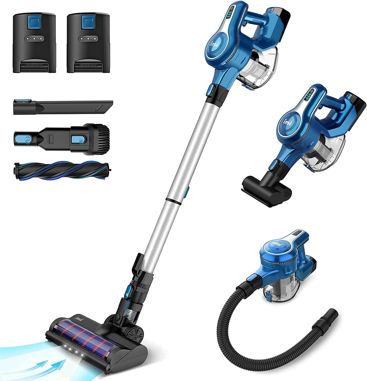 Cordless Stick Vacuum with 2 Batteries, Blue S802615